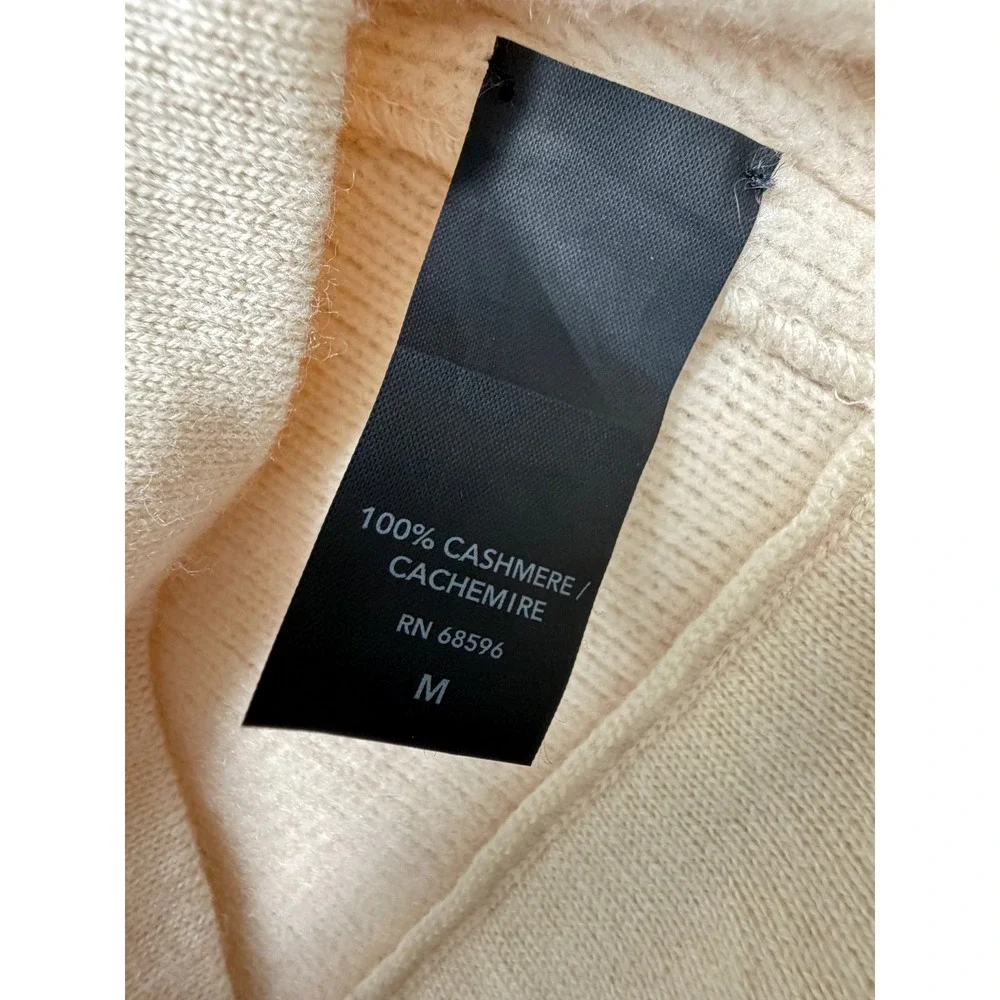 Donna Karan Collection Beige 100% Cashmere Sleeveless Turtleneck Sweater M